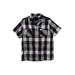 Men's Big & Tall Hemp short sleeve button down by KingSize in Black Buffalo Check (Size 7XL)