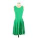 Charming Charlie Casual Dress - A-Line Scoop Neck Sleeveless: Green Print Dresses - Women's Size Small