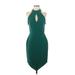 Adelyn Rae Casual Dress - Party Halter Sleeveless: Green Solid Dresses - Women's Size X-Small
