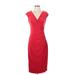 Lauren by Ralph Lauren Cocktail Dress - Party V Neck Sleeveless: Red Solid Dresses - Women's Size 4