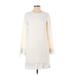 Victoria Victoria Beckham Casual Dress - Shift Crew Neck Long sleeves: Ivory Solid Dresses - Women's Size 4