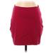 Express Casual Pencil Skirt Knee Length: Burgundy Solid Bottoms - Women's Size Small