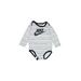Nike Long Sleeve Onesie: Silver Stripes Bottoms - Size 12 Month