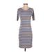 Lularoe Casual Dress - Sheath Crew Neck Short sleeves: Blue Print Dresses - Women's Size Small