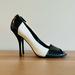 Gucci Shoes | Gucci Two-Tone Black & Cream Suede & Patent Leather Peep Toe Heels 8 | Color: Black/Cream | Size: 8