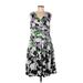 Talbots Casual Dress - A-Line V Neck Sleeveless: Purple Print Dresses - Women's Size 10 Petite