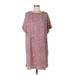 Shein Casual Dress - Shift Crew Neck Short sleeves: Burgundy Dresses - Women's Size 12