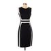 Calvin Klein Casual Dress - Sheath: Black Color Block Dresses - Women's Size 2