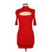 Zara Cocktail Dress - Mini Turtleneck 3/4 sleeves: Red Print Dresses - Women's Size Large