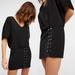 Free People Dresses | Free People Mini Dress Size 4 Black Short Sleeve V-Neck Studs | Color: Black | Size: 4