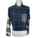 American Eagle Outfitters Tops | American Eagle Women's Oversized S Cropped Flannel Button Shirt Blue Plaid Euc | Color: Blue/White | Size: S