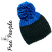 Free People Accessories | Free People Chunky Knit Cozy Up Color Block Pom Beanie In Black And Blue -Os | Color: Black/Blue | Size: Os