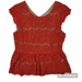 Anthropologie Tops | Anthropologie Maeve Lace Overlay Fit & Flare Peplum Top Cap Sleeves Red Size L | Color: Cream/Red | Size: L