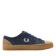 Fred Perry Mens Womens Unisex B4338 Hughes Low Textured Suede Trainers Sneakers Plimsolls Shaded Navy Blue Size 10 EU 45