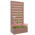 Outsunny Garden Planter with Trellis for Climbing Plants, Vines, Flowers, Freestanding Raised Bed for Garden, Outdoor, Patio, Planter Box with Drainage Gap, 72x38x150cm, Light Brown