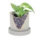 4 Inch Crystal Plant Pot with Saucer - Cement Geode Planter - Concrete Pots for Plant - Modern Succulent Pot Indoor - Unique Air Plant Holder - Candle Holder - Small Plant Home Decor (Purple Amethyst)