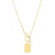 14ct Yellow Gold Tag Necklace With Paperclip Chain and Toggle Closure Jewelry Gifts for Women - 46 Centimeters