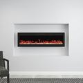 Wall-Mounted Inset Heater Electric Fireplace Fire with 14 LED Flame Colors, Adjustable Thermostat,Remote Control and Overheat Protection,black,60 inch