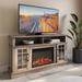 BELLEZE Astorga 58" Rustic TV Stand with 23" Electric Fireplace