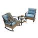 Outdoor Conversation Sets w/ Steel Table and 2pc Rocking Chairs - Blue