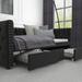 Twin Size Daybed with Drawers Upholstered Tufted Sofa Bed, with Button on Back and Waved Shape Arms
