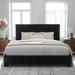 King Size Platform Bed Frame with Fabric Upholstered Headboard and Wooden Slats Support