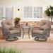 360 Degree Swivel Rocker Chairs & Table Sets, Patio Conversation Sets with Cushions and Glass Coffee Table, 3pc