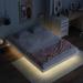 Modern Minimalist Style, Queen Size Floating Bed, Gray Platform Bed with LED Lights Underneath, Easy to Assemble