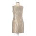 Calvin Klein Casual Dress - Sheath High Neck Sleeveless: Tan Solid Dresses - Women's Size 10 Petite