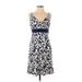 Ann Taylor Casual Dress - A-Line: Blue Print Dresses - Women's Size 4 Petite