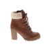 Sugar Ankle Boots: Combat Chunky Heel Bohemian Brown Print Shoes - Kids Girl's Size 3