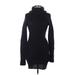 Zara Casual Dress - Sweater Dress High Neck Long sleeves: Black Solid Dresses - Women's Size Medium