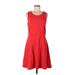 Cynthia Rowley Casual Dress - A-Line Scoop Neck Sleeveless: Red Solid Dresses - Women's Size Large