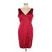 Antonio Melani Casual Dress - Party V Neck Sleeveless: Burgundy Print Dresses - Women's Size 12