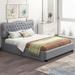 Red Barrel Studio® Carrol Vegan Leather Scalloped Storage Bed Upholstered/Faux leather in Gray | 42.9 H x 64.5 W x 86 D in | Wayfair