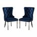 Rosdorf Park Coutee Tufted Fabric Metal Back Side Chair Dining Chair Upholstered/Metal in Blue | 38 H x 23 W x 23.75 D in | Wayfair