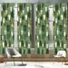 Ambesonne Botanical Curtains Set 2-Pack 4 Panels of-28"x95" Fern Green Apricot Beige Microfiber in Black | 63 H x 56 W in | Wayfair
