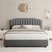 House of Hampton® Calliope Scalloped Storage Bed Upholstered/Velvet/Metal in Gray/Black | 43 H x 56 W x 77.6 D in | Wayfair