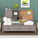 Latitude Run® Britta Twin Size Lounge Daybed w/ Shelves, Cork Board, USB Ports & 3 Drawers Wood in Gray | 50.8 H x 49.9 W x 78.5 D in | Wayfair