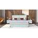 Wrought Studio™ 3 peice bedroom set Upholstered Bed w/ LED Light & two Nightstand w/ LED Light Upholstered in Brown | 44 H x 62 W x 81 D in | Wayfair