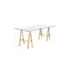 Everly Quinn Justn Dining Table Glass/Metal in White/Yellow | 30 H x 71 W x 36 D in | Wayfair F3DEB612CDE84BCA8DA0C99C6AA3A3B3