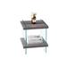 Wrought Studio™ 17.72" Sleek & Sturdy Tempered Glass Leg Side Table w/ Dual MDF Shelves-19.69" H x 17.72" W x 17.72" D Wood/Glass | Wayfair