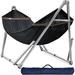 Arlmont & Co. Savada Double Camping Hammock w/ Stand Polyester in Black/Brown | 39 H x 79 W x 106.5 D in | Wayfair C766E986085848C7B847FE170EDE546E