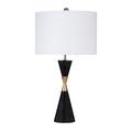 Everly Quinn Ludena Marble/Metal Table Lamp Linen in Black/White | 27 H x 15 W x 15 D in | Wayfair 0AB7C30523024C24828E68C8774A8A58