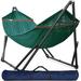 Arlmont & Co. Savada Double Camping Hammock w/ Stand Polyester in Green/Gray | 39 H x 79 W x 106.5 D in | Wayfair 868CFDDA063444E69F9AD27E57379EB3