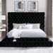 Rosdorf Park Jansson Tufted Platform Bed Upholstered/Polyester in Black | 59.38 H x 85 W x 98.38 D in | Wayfair 113F48A2C69A40FB83D526FAD958B33C