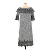 BCBGMAXAZRIA Casual Dress Off The Shoulder Short Sleeve: Gray Jacquard Dresses - Women's Size 2X-Small