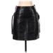 Nicole Miller Artelier Leather Bodycon Skirt Knee Length: Black Solid Bottoms - Women's Size 0