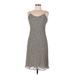 Ann Taylor Cocktail Dress - A-Line V Neck Sleeveless: Gray Leopard Print Dresses - Women's Size 6