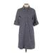 J. McLaughlin Casual Dress - Shirtdress Collared 3/4 sleeves: Gray Stripes Dresses - Women's Size Small